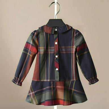 Tartan dress with elegant collar – soft cotton blend, long sleeves | Girls