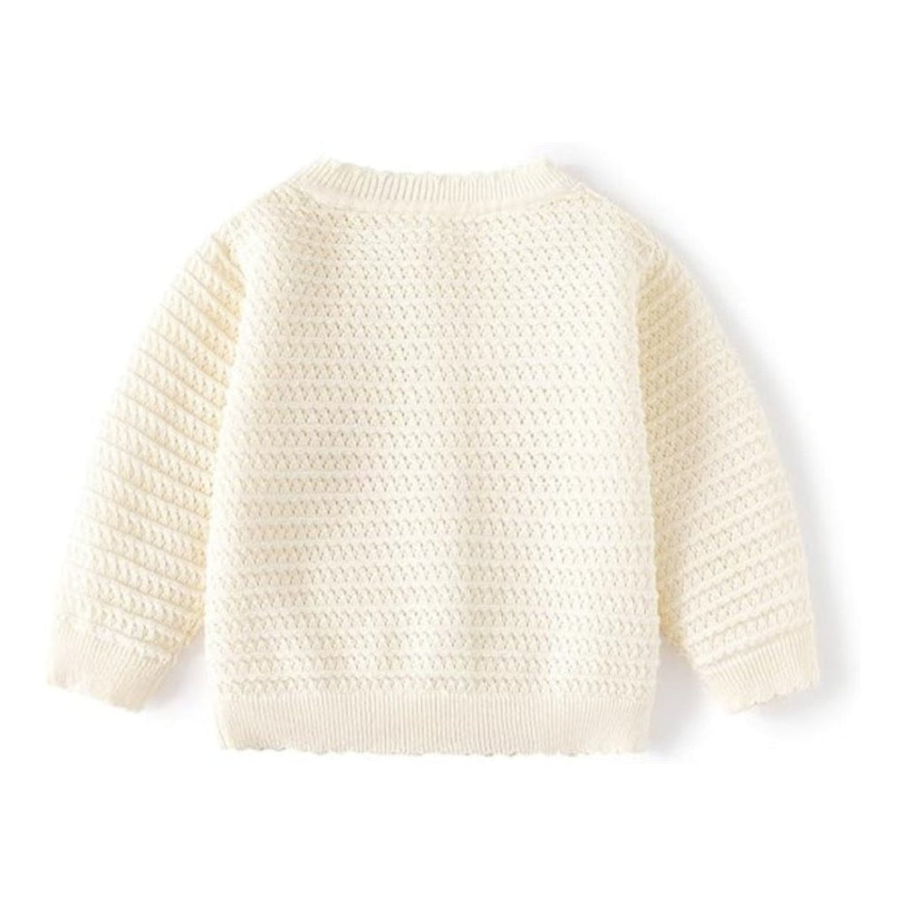 Floral baby girls' cardigan – soft cotton, button-up, long sleeves | knitwear
