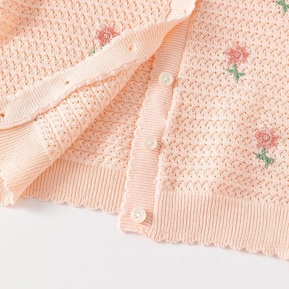 Floral baby girls' cardigan – soft cotton, button-up, long sleeves | knitwear