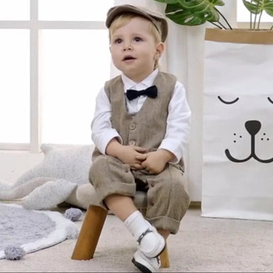Boys' vintage 5-piece outfit set – shirt, waistcoat, bow tie | smart occasions