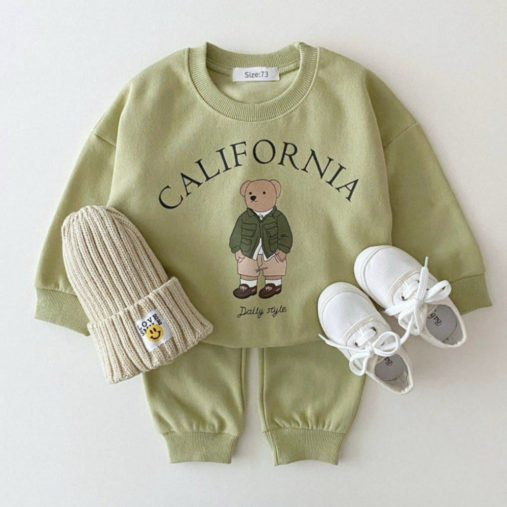 2-piece top & trousers set in soft cotton – breathable, stretchy, cute city design | baby outfit