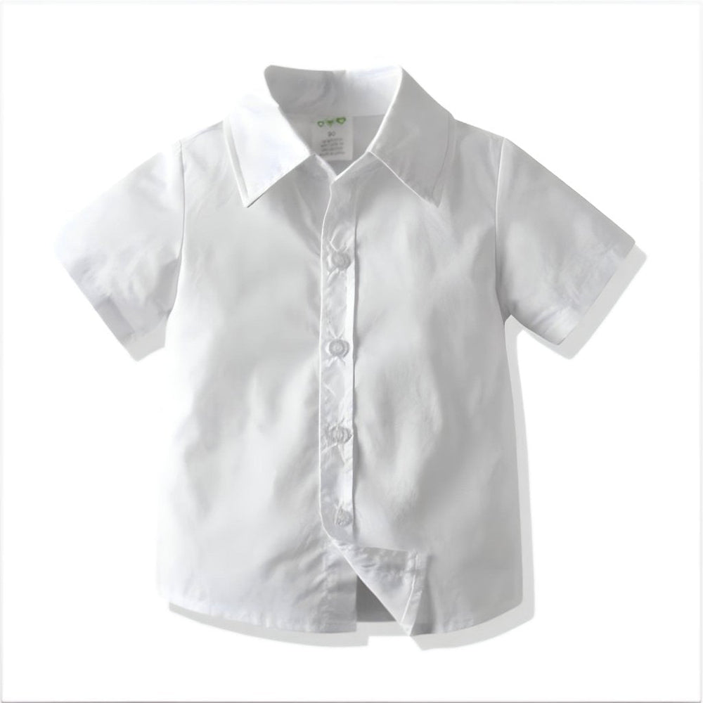 4-piece boys outfit set – shirt, shorts, bow tie & braces | Occasion wear