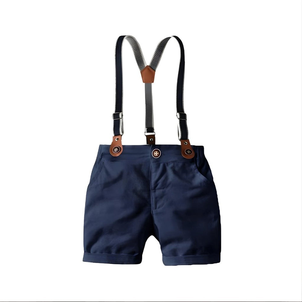 4-piece boys outfit set – shirt, shorts, bow tie & braces | Occasion wear