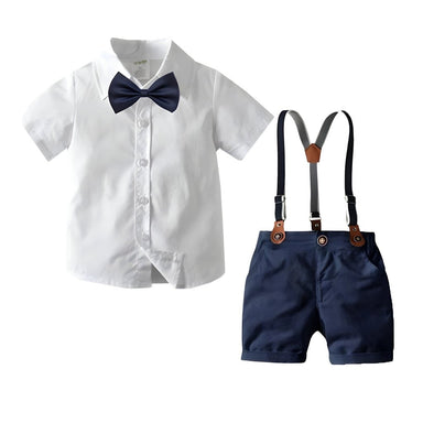 4-piece boys outfit set – shirt, shorts, bow tie & braces | Occasion wear