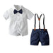 4-piece boys outfit set – shirt, shorts, bow tie & braces | Occasion wear