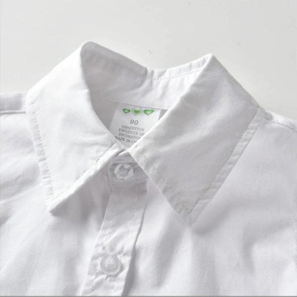 4-piece boys outfit set – shirt, shorts, bow tie & braces | Occasion wear