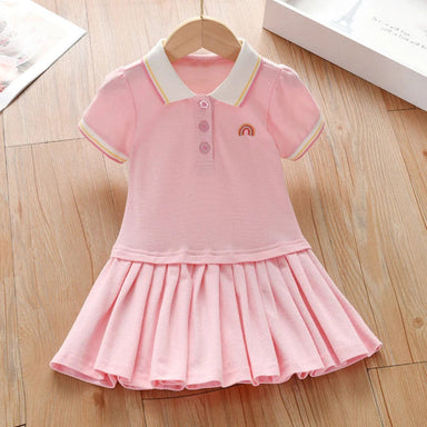 Polo dress with button placket – soft cotton, elegant flare | for girls