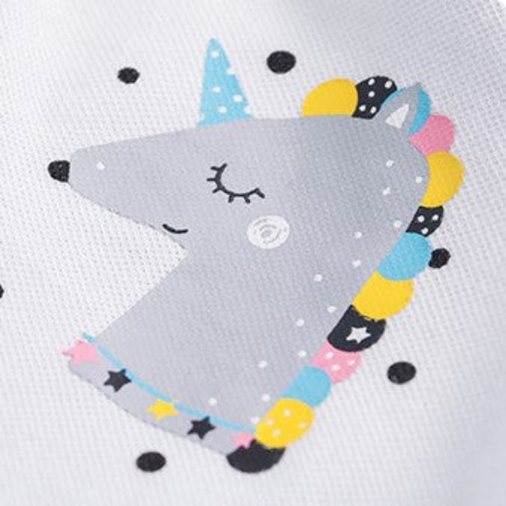 Unicorn polo dress with polka dots – soft cotton, button collar | girls