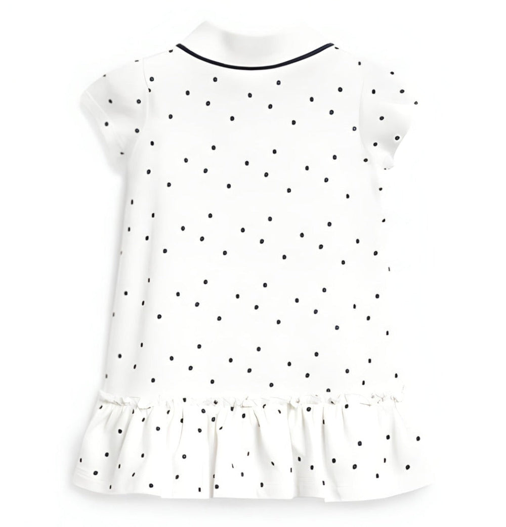 Unicorn polo dress with polka dots – soft cotton, button collar | girls