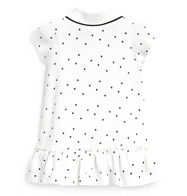 Unicorn polo dress with polka dots – soft cotton, button collar | girls