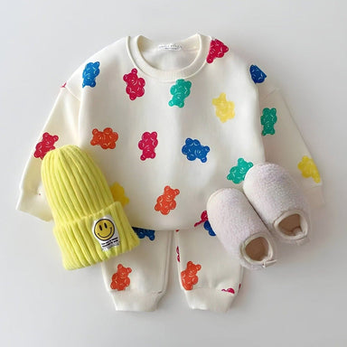 Fleece-lined tracksuit set – soft cotton blend, gummy bear print | baby & toddler outfit