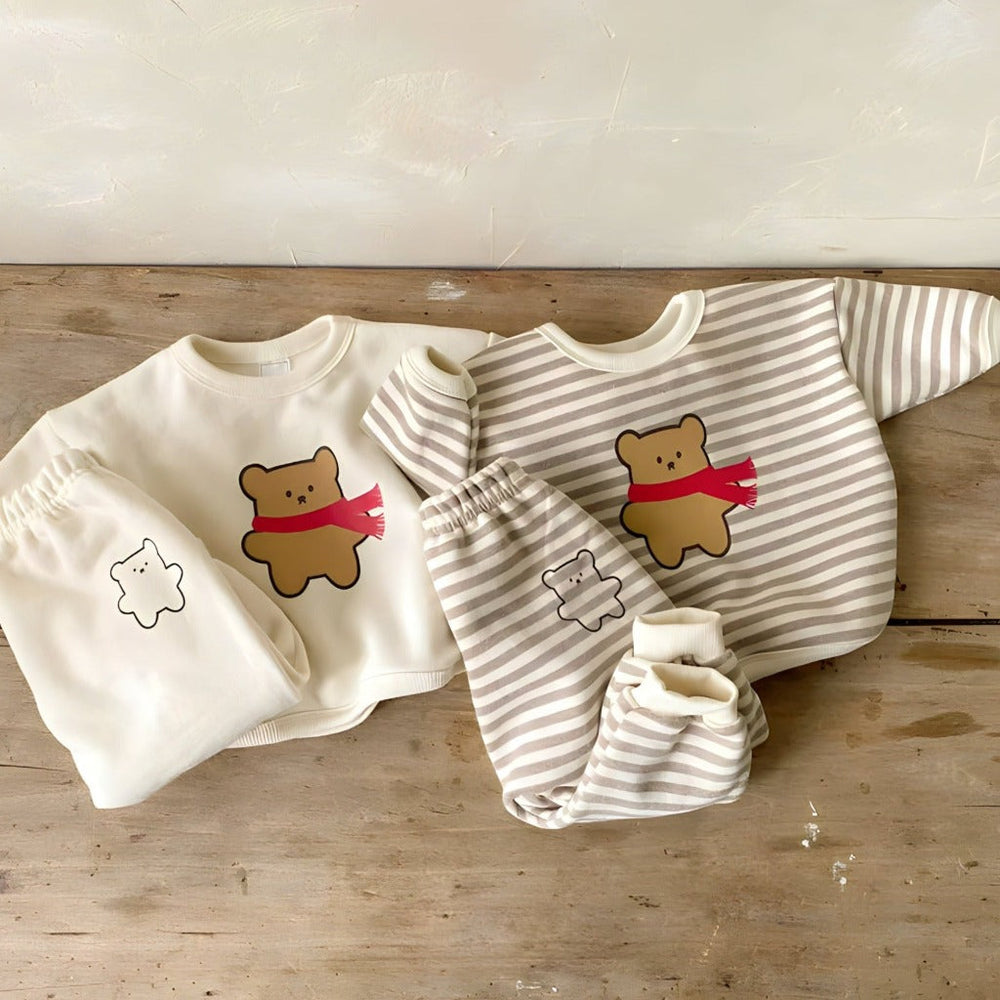 Baby & toddler 2-piece bear set in organic cotton – soft, breathable, elastic waistband | unisex