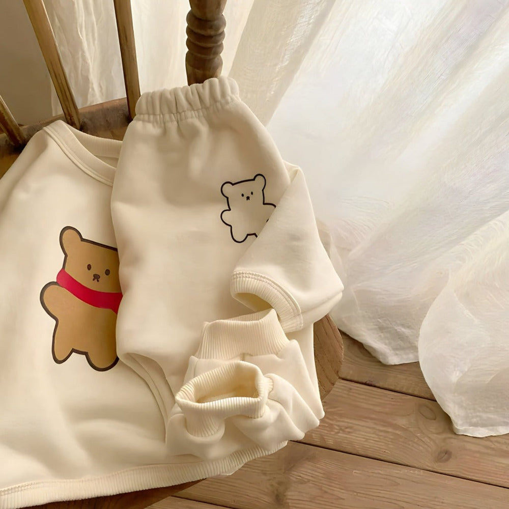 Baby & toddler 2-piece bear set in organic cotton – soft, breathable, elastic waistband | unisex