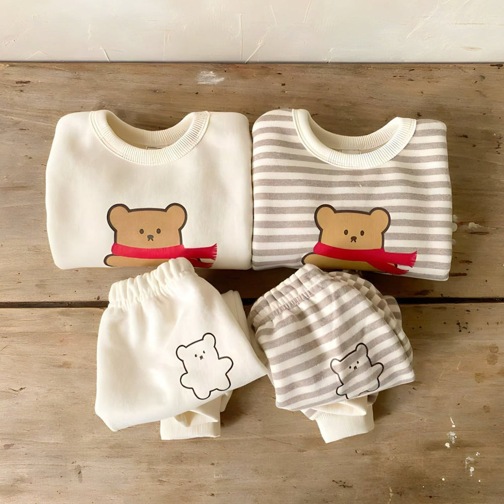 Baby & toddler 2-piece bear set in organic cotton – soft, breathable, elastic waistband | unisex
