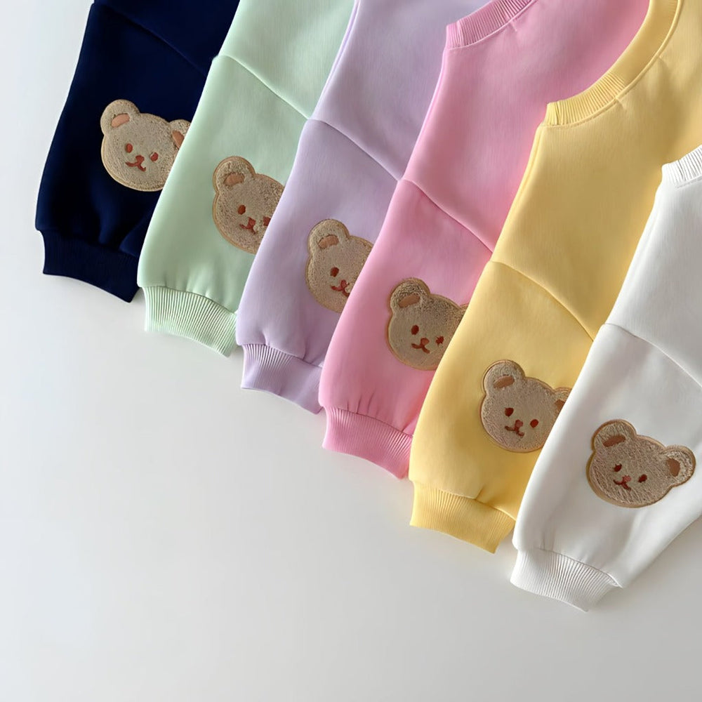 Bear sleeve jumper & joggers set – organic cotton, elastic waist | Baby & toddler
