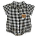 Checked baby romper with buttons – soft cotton, bear embroidery | unisex