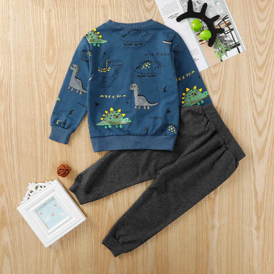 Boys' dinosaur 2-piece set with Spinosaurus print – soft cotton, elastic waist | sweater & joggers