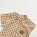 Checked baby romper with buttons – soft cotton, bear embroidery | unisex