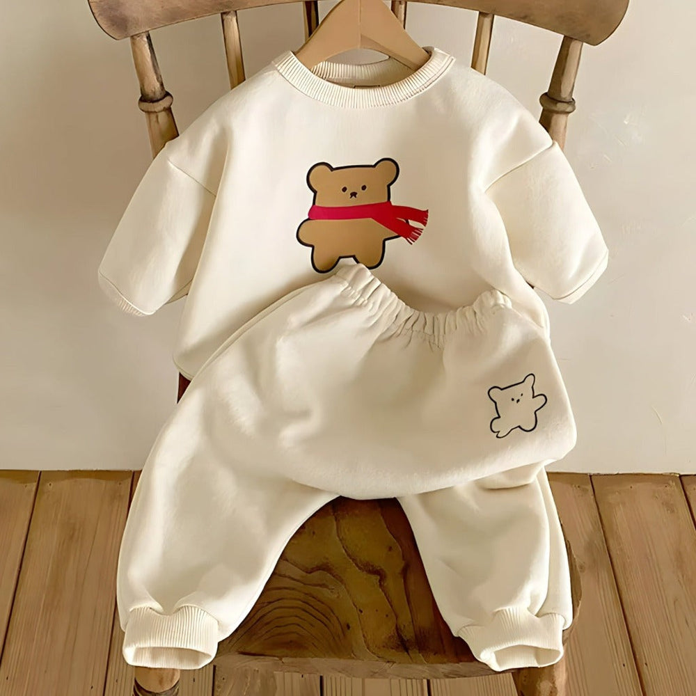 Baby & toddler 2-piece bear set in organic cotton – soft, breathable, elastic waistband | unisex