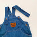 Denim jumpsuit and striped top set – bear applique, adjustable straps | Baby outfit