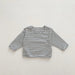 Denim jumpsuit and striped top set – bear applique, adjustable straps | Baby outfit