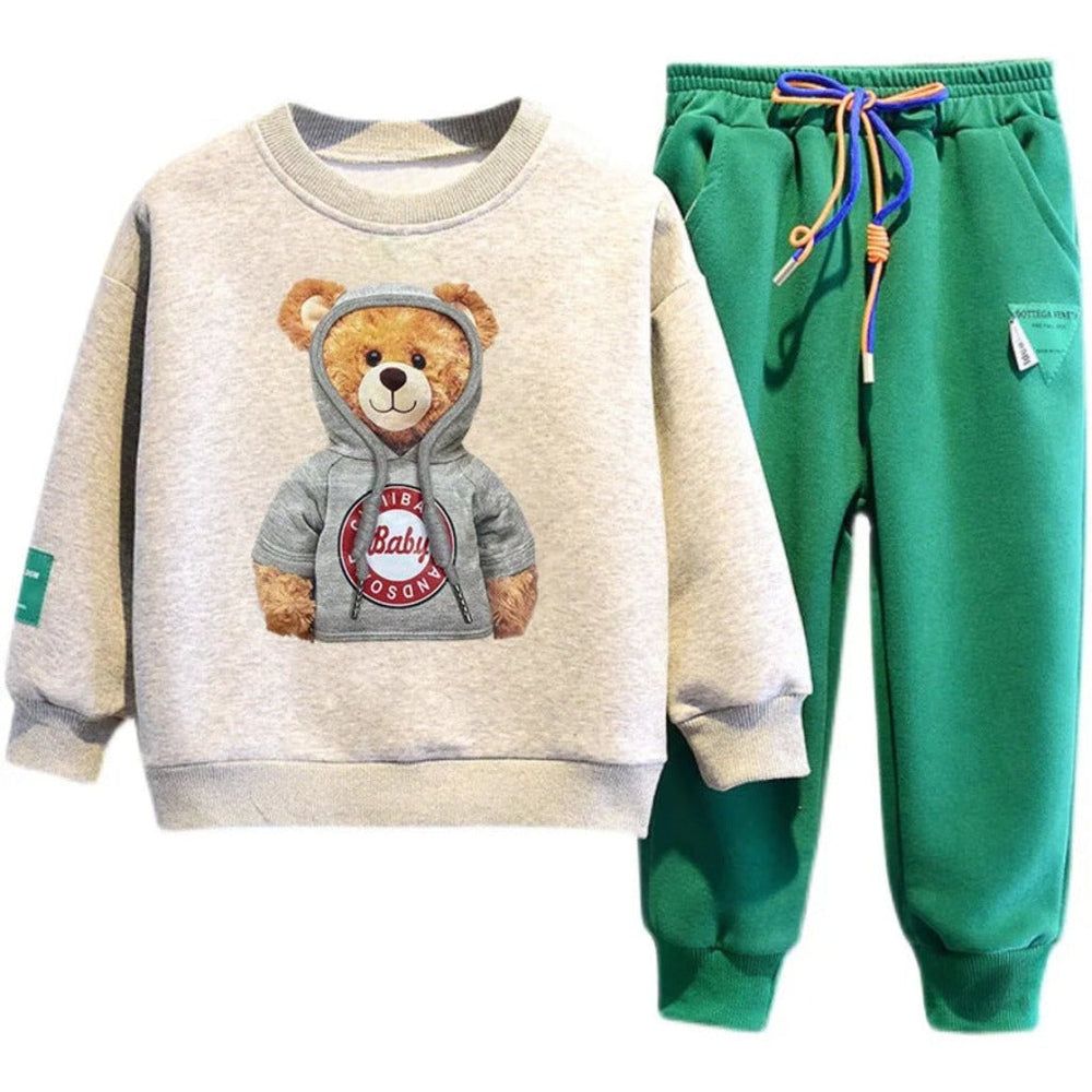 Boys' bear print jumper and trousers set – soft, comfortable fit | joggers