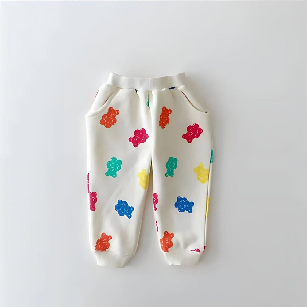 Fleece-lined tracksuit set – soft cotton blend, gummy bear print | baby & toddler outfit