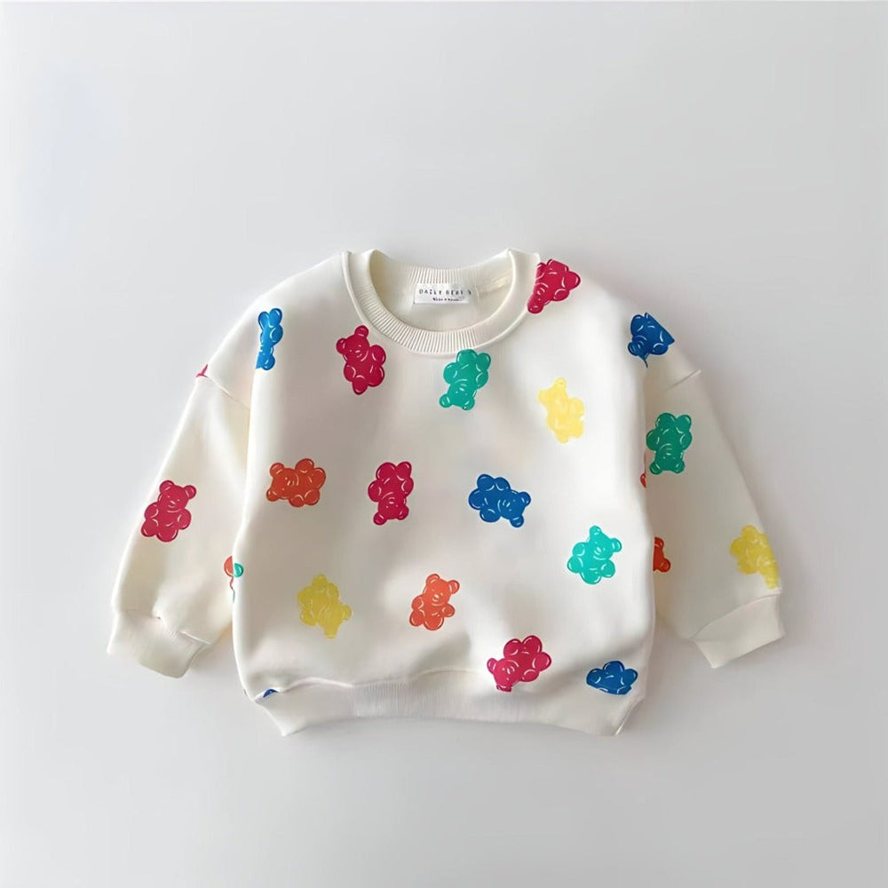 Fleece-lined tracksuit set – soft cotton blend, gummy bear print | baby & toddler outfit