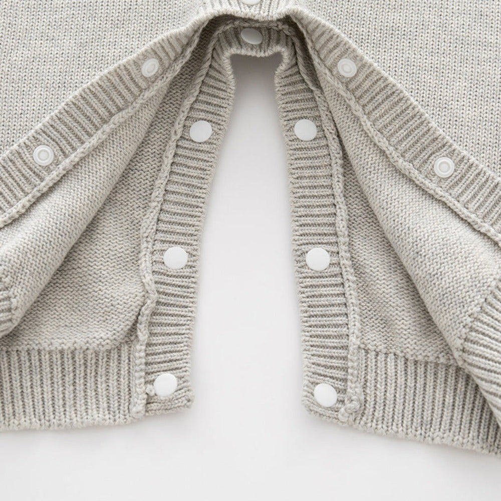 Knitted heart romper keeps baby cosy – soft cotton mix, long sleeves | jumpsuit