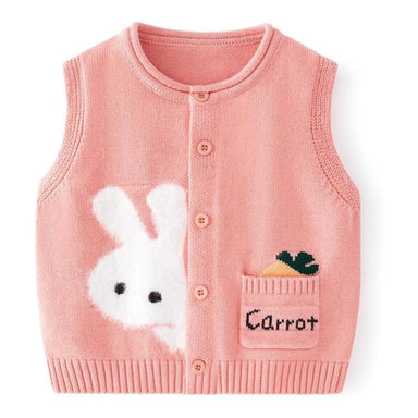 Knitted baby vest in 100% cotton – soft, hypoallergenic, button-up | rabbit design