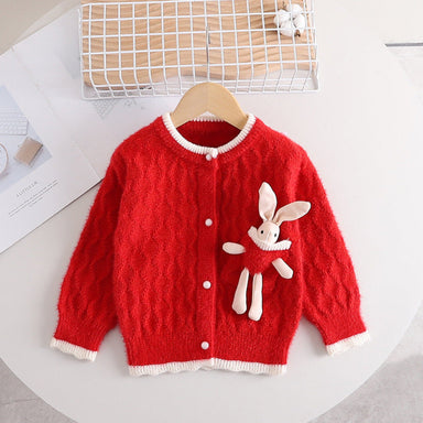 Girls' cardigan with cute bunny detail – 100% knitted cotton, button fastening | Baby & toddler