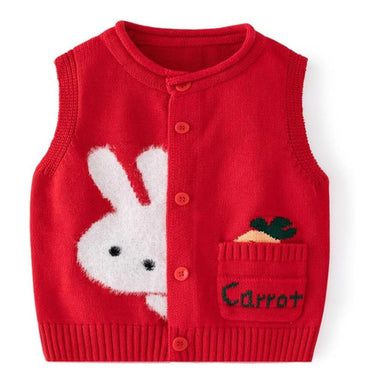 Knitted baby vest in 100% cotton – soft, hypoallergenic, button-up | rabbit design