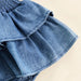 Denim cotton bodysuit dress – ruffle design, poppers, breathable | Baby girls