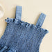 Denim cotton bodysuit dress – ruffle design, poppers, breathable | Baby girls