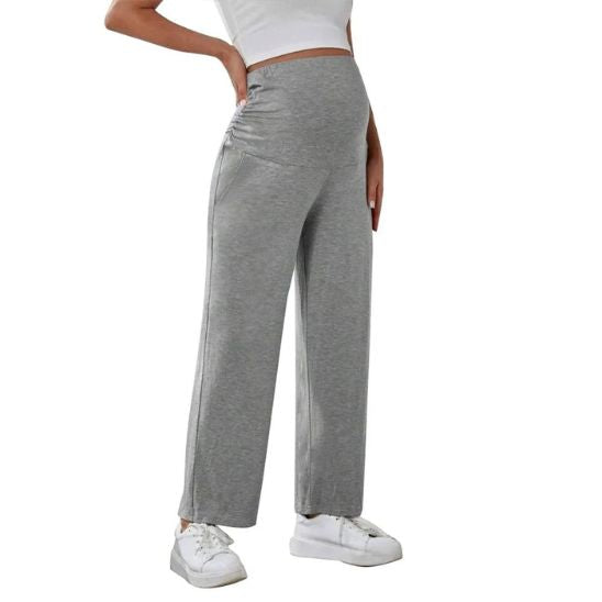 Maternity trousers with adjustable over-bump waistband – stretchy, breathable fit | for pregnancy