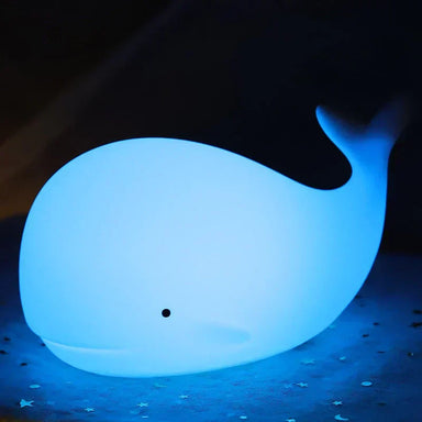 Whale night light with colour-changing LED – rechargeable, touch control | for kids' rooms
