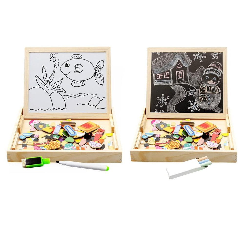 Magnetic wooden drawing board for creative play – reusable, mess-free, educational | Kids 3+