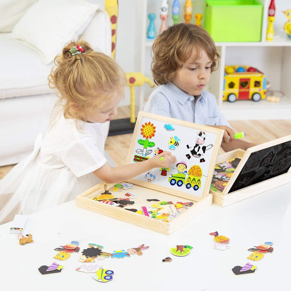 Magnetic wooden drawing board – reusable, educational play | Ages 3+