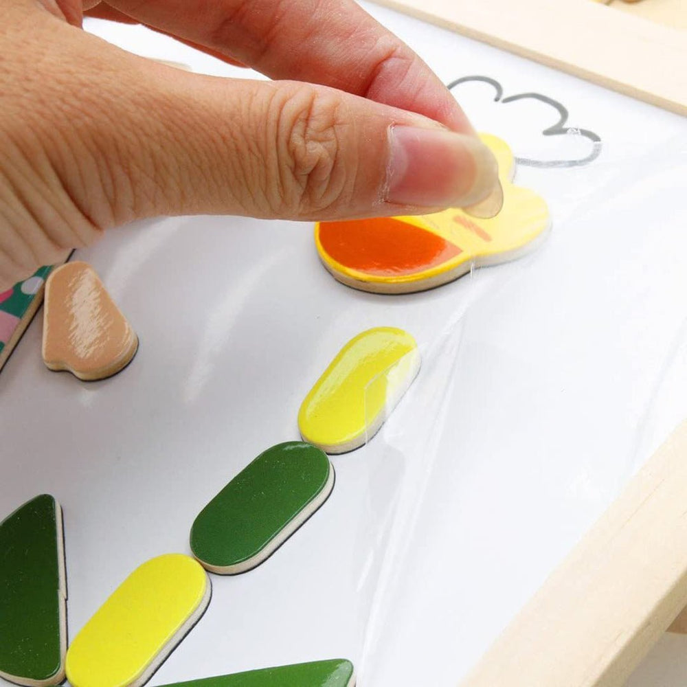 Magnetic wooden drawing board for creative play – reusable, mess-free, educational | Kids 3+