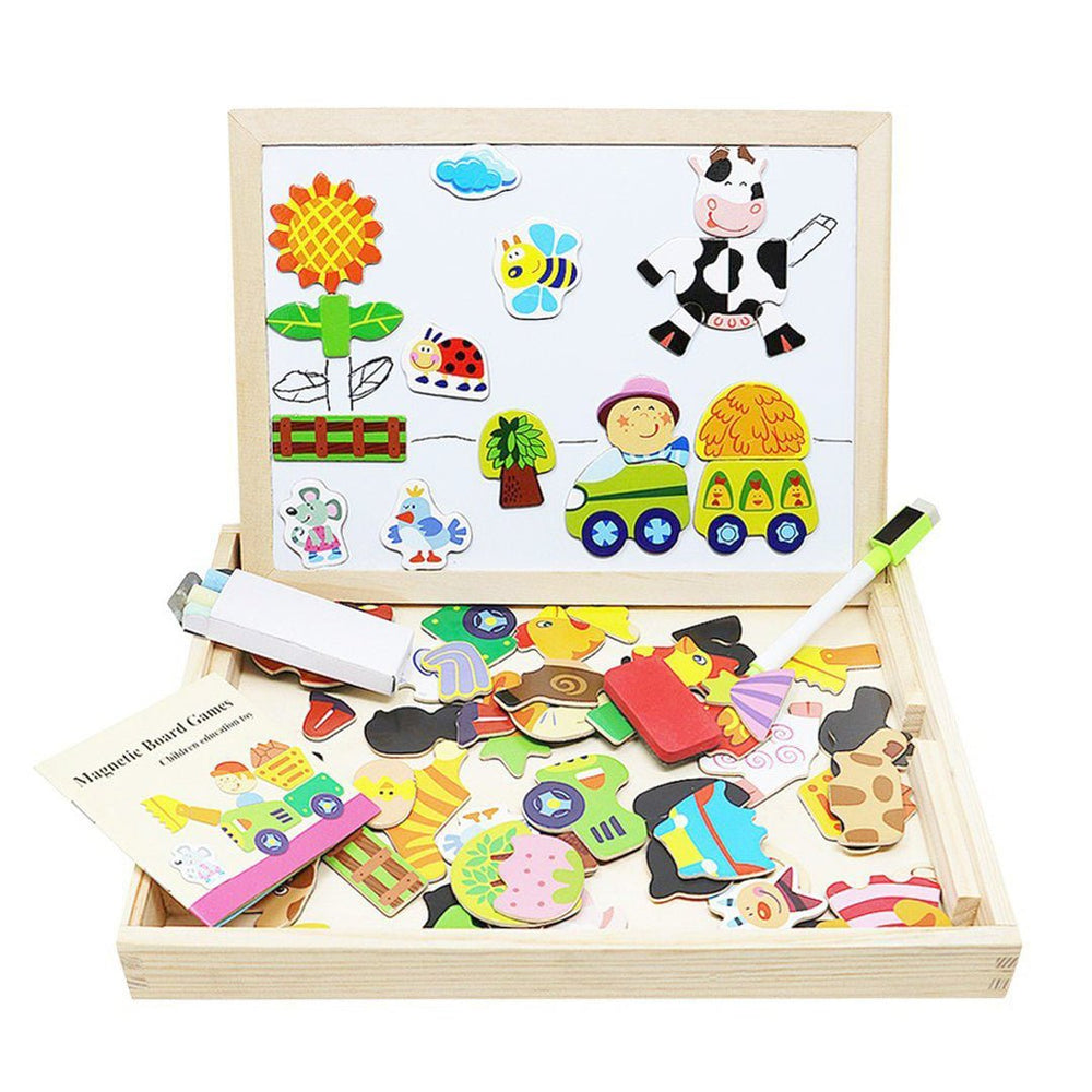 Magnetic wooden drawing board for creative play – reusable, mess-free, educational | Kids 3+