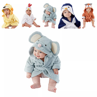 Hooded baby bath robe keeps little ones warm and dry – soft, absorbent, animal design | bath poncho