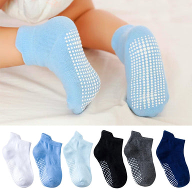 Anti-slip baby socks with extra grip – 6 pairs, soft cotton blend | toddlers