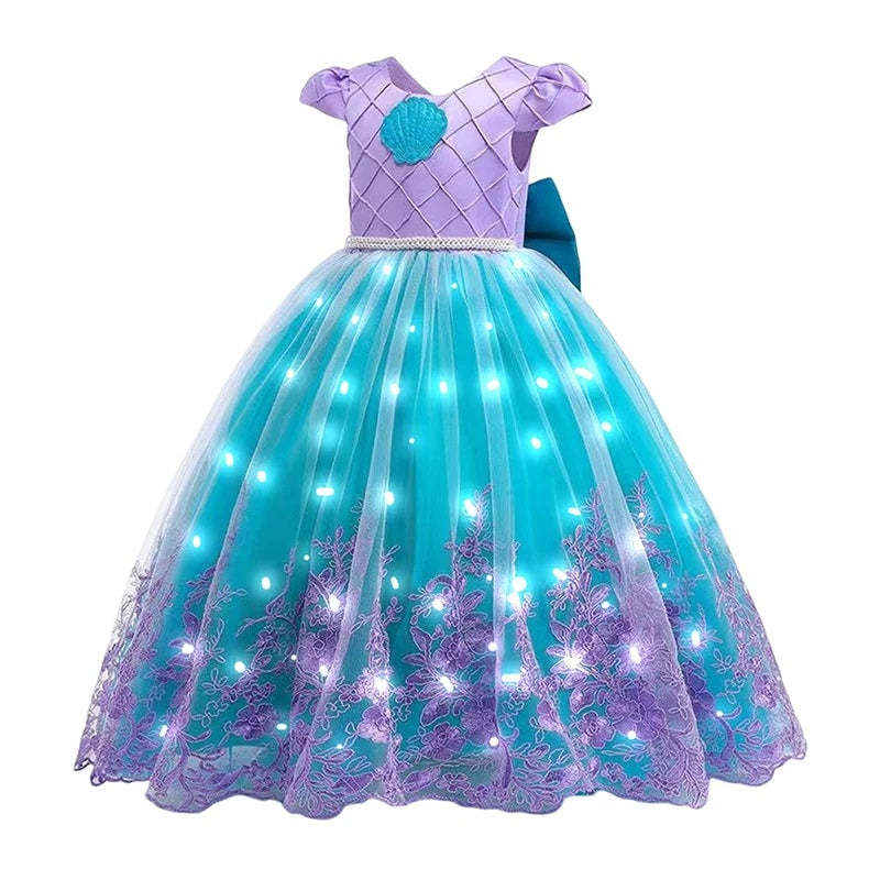 Light-up mermaid princess dress – with crown, wand and wig | Dress-up set