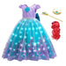 Light-up mermaid princess dress – with crown, wand and wig | Dress-up set