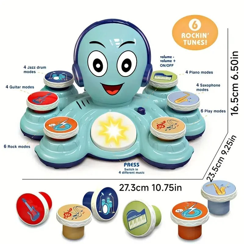 Musical octopus toy – sounds, lights, easy buttons | toddlers