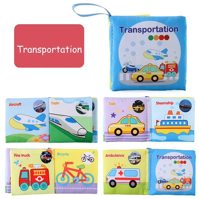 Fabric baby book with tags – sounds, cotton, 15x14 cm | sensory toy